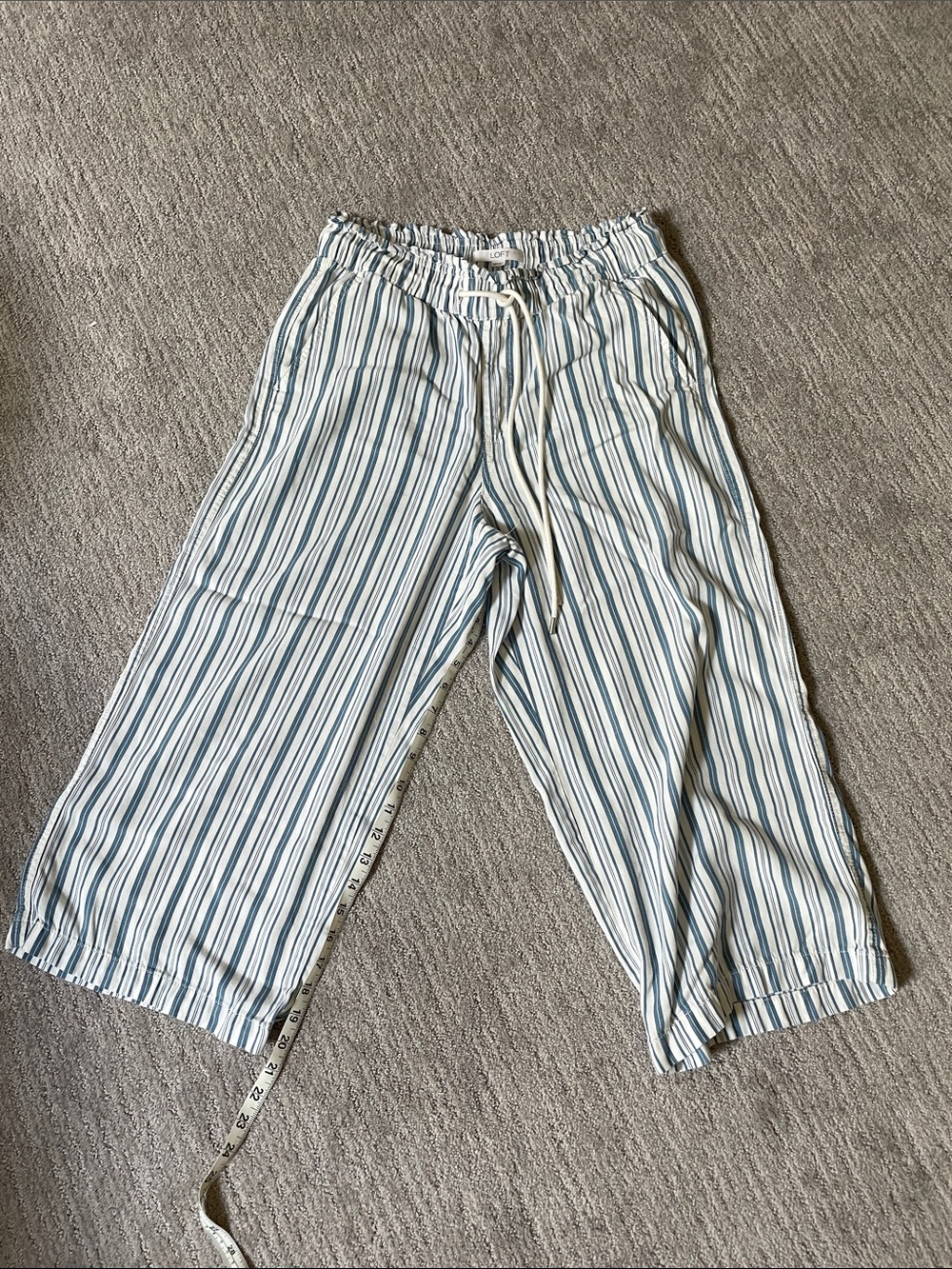 LOFT Blue and White Vertical Stripe Pants
